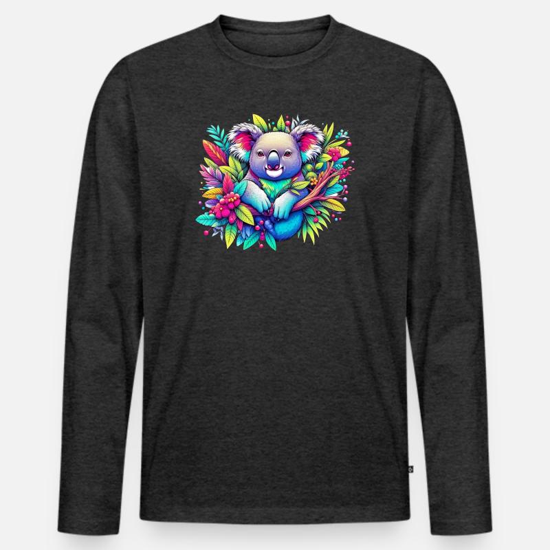 Koala - Männer Premium Bio Langarmshirt - Anthrazit meliert