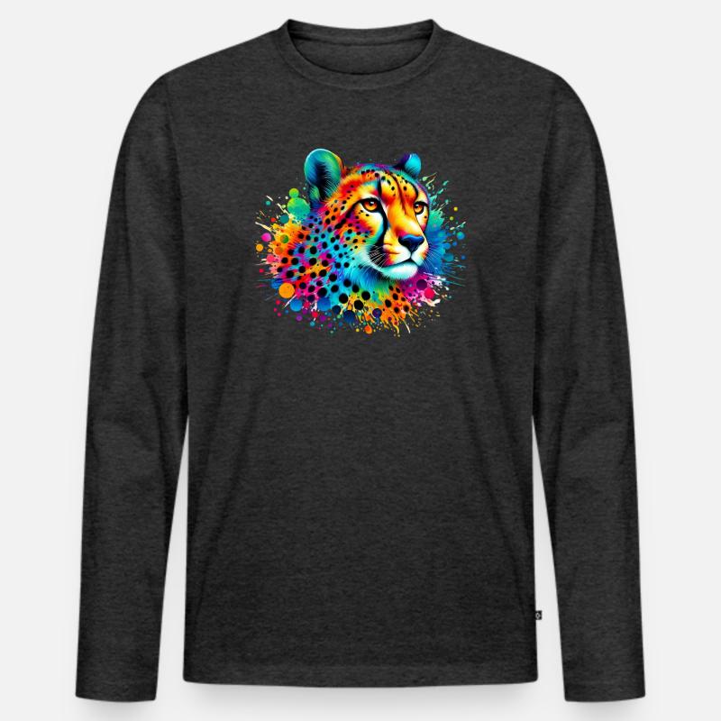 Gepard - Männer Premium Bio Langarmshirt - Anthrazit meliert