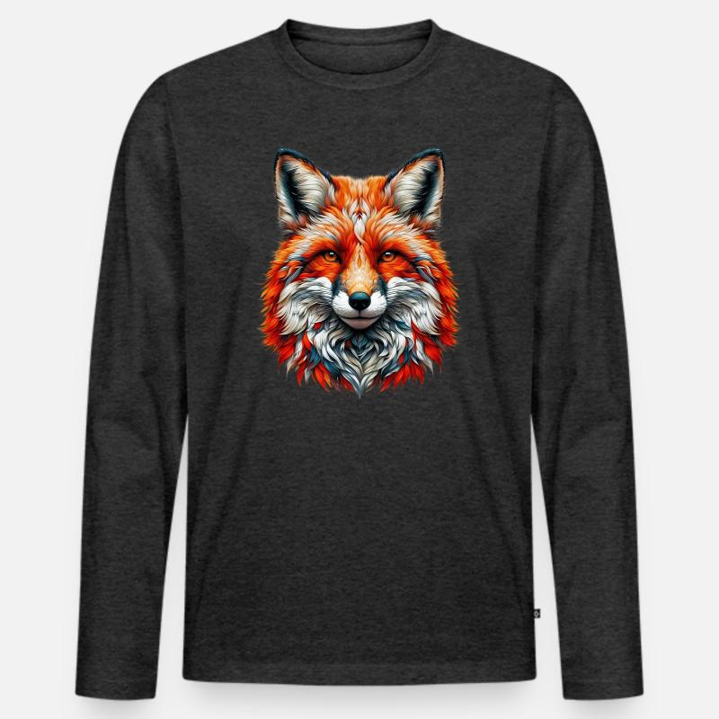 Fuchs - Männer Premium Bio Langarmshirt - Anthrazit meliert