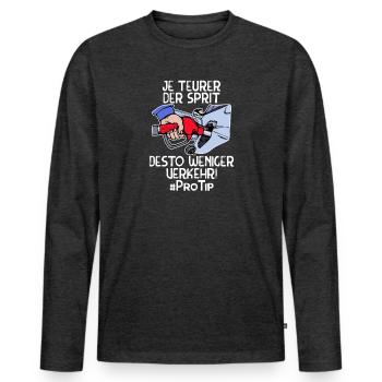 Ravitaillement en carburant Essence Diesel Déclaration Pompe à carburant Électricité - T-shirt manches longues Premium bio Homme - anthracite chiné - Devant - Nico (187cm)