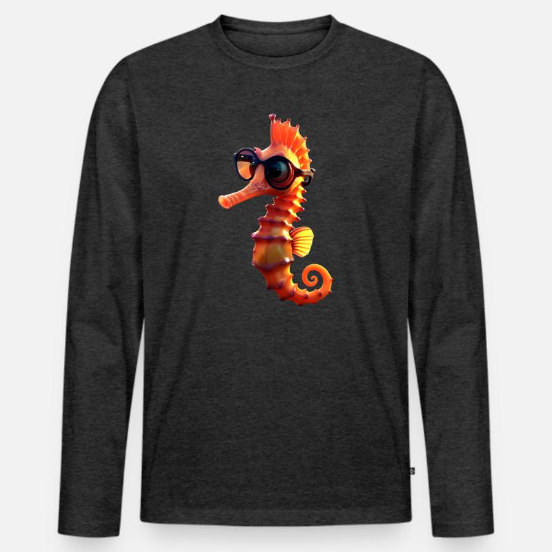 Seepferdchen Aquarist Angler Süßes Seepferdchen - Männer Premium Bio Langarmshirt - Anthrazit meliert