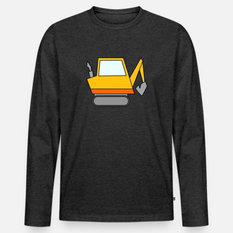 Bagger Baustelle Baggerfahrer - Männer Premium Bio Langarmshirt - Anthrazit meliert