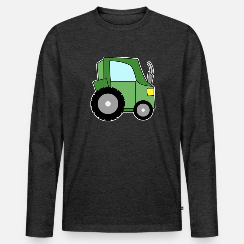 Traktor grün - Männer Premium Bio Langarmshirt - Anthrazit meliert