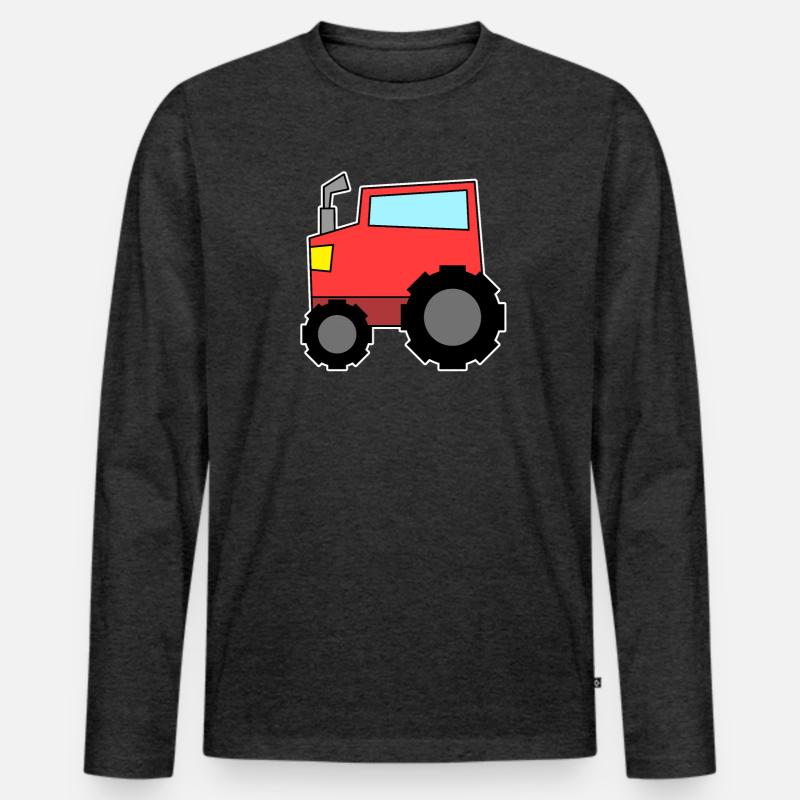 Traktor rot - Männer Premium Bio Langarmshirt - Anthrazit meliert