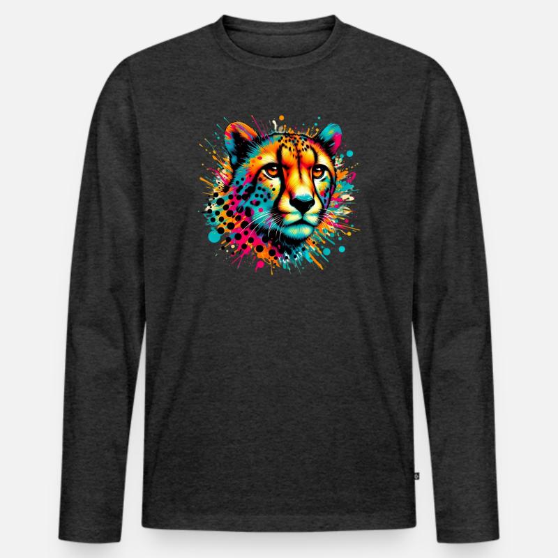 Gepard - Männer Premium Bio Langarmshirt - Anthrazit meliert