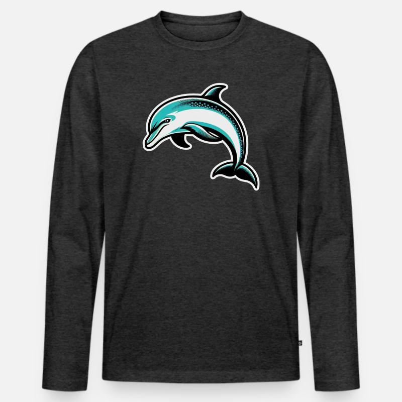 Delfin - Männer Premium Bio Langarmshirt - Anthrazit meliert