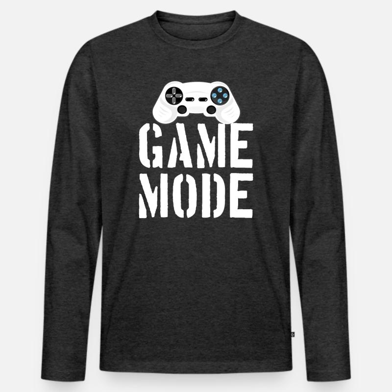 Game Mode - Männer Premium Bio Langarmshirt - Anthrazit meliert