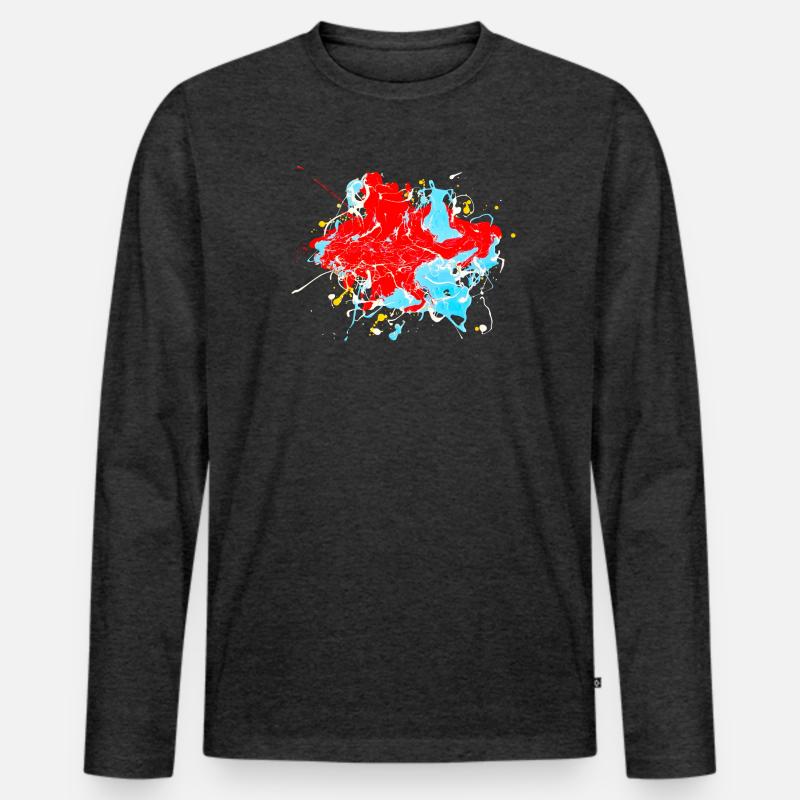 Redlightblue.Splash - Männer Premium Bio Langarmshirt - Anthrazit meliert