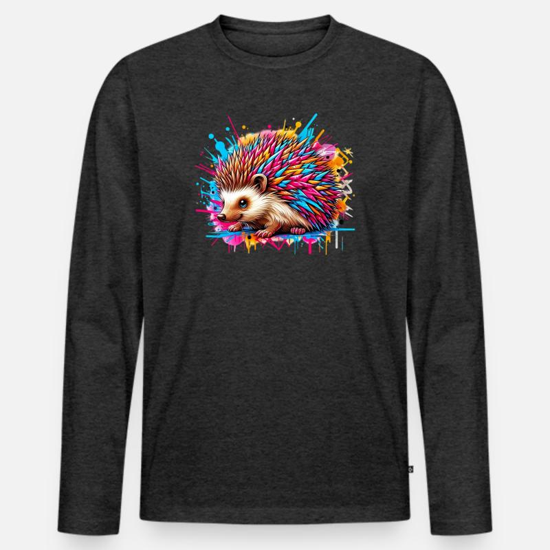 Igel - Männer Premium Bio Langarmshirt - Anthrazit meliert