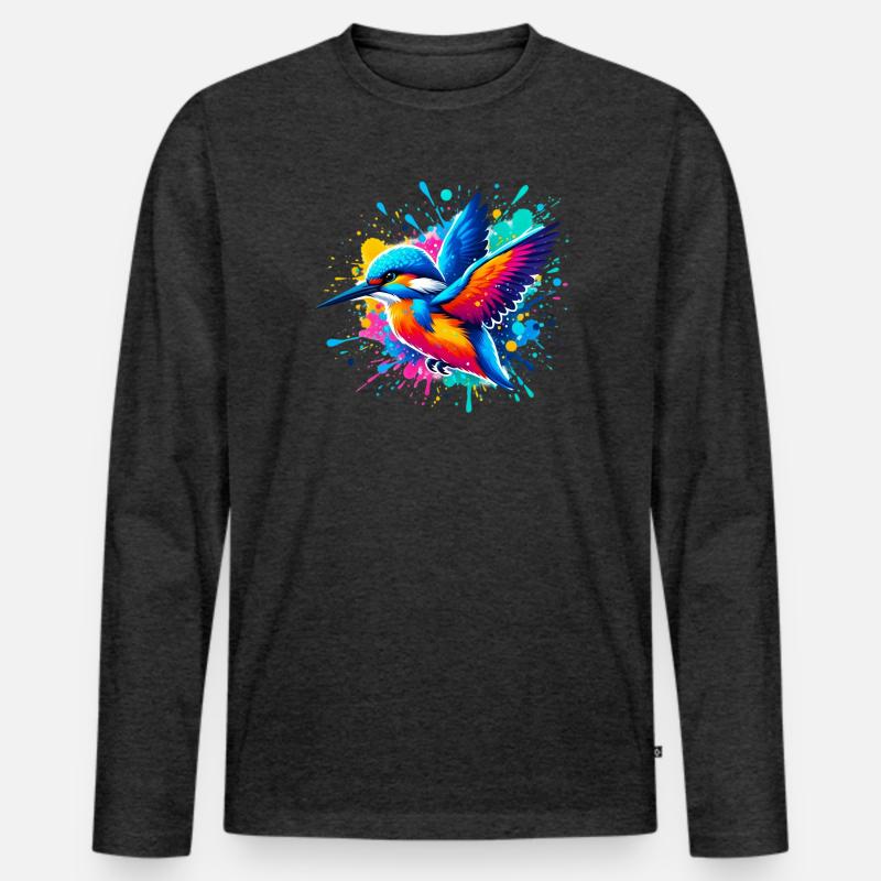 Eisvogel - Männer Premium Bio Langarmshirt - Anthrazit meliert