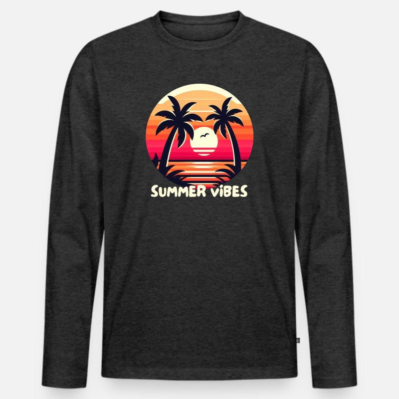 Sommer-Vibes - Männer Premium Bio Langarmshirt - Anthrazit meliert