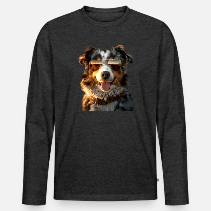 Australian Shepherd Hunde Liebhaber Süßer Aussie - Männer Premium Bio Langarmshirt - Anthrazit meliert