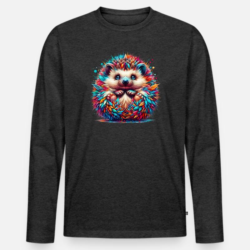 Igel - Männer Premium Bio Langarmshirt - Anthrazit meliert