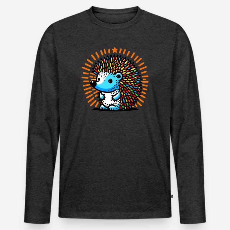Igel - Männer Premium Bio Langarmshirt - Anthrazit meliert