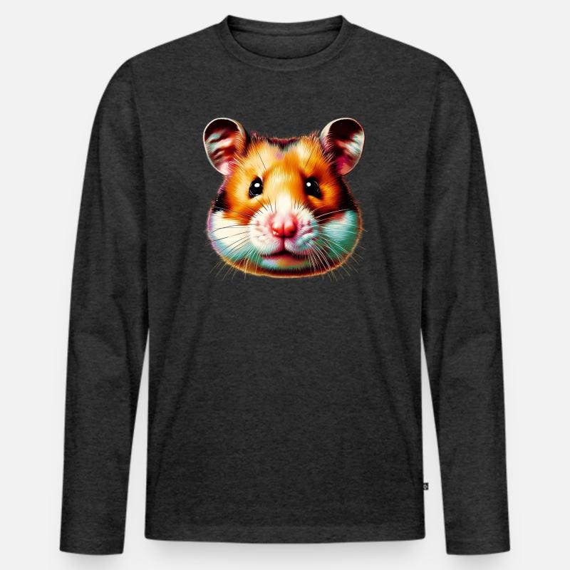 Hamster - Männer Premium Bio Langarmshirt - Anthrazit meliert