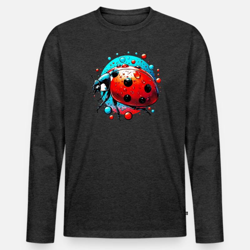 Marienkäfer - Männer Premium Bio Langarmshirt - Anthrazit meliert