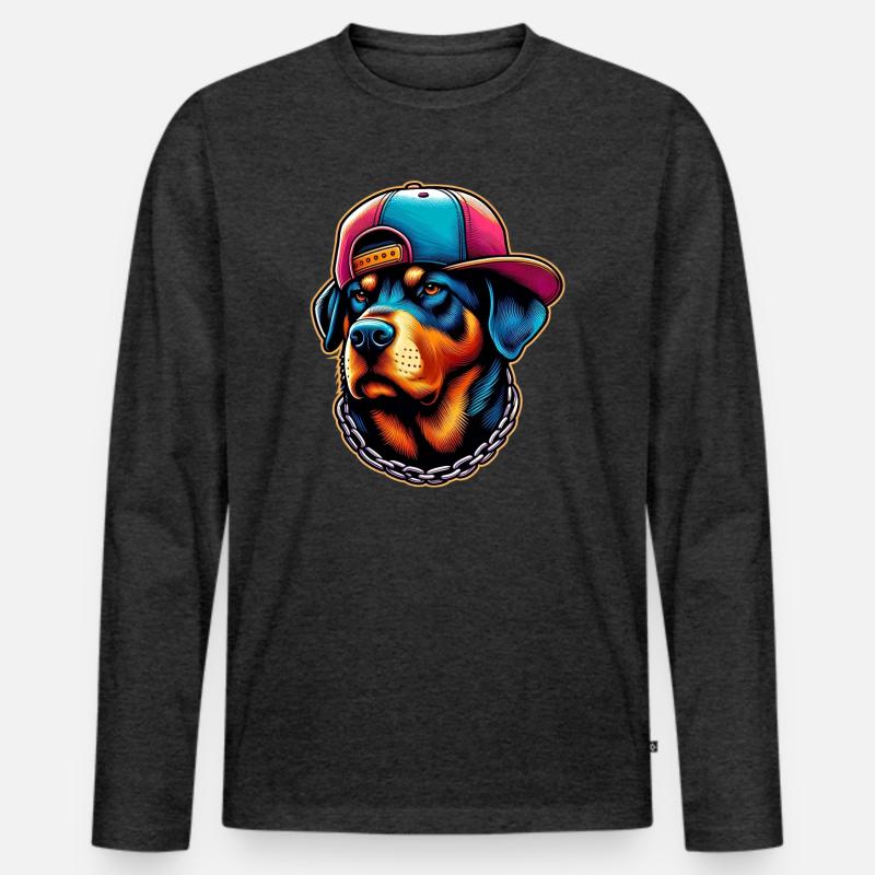 Hund - Männer Premium Bio Langarmshirt - Anthrazit meliert