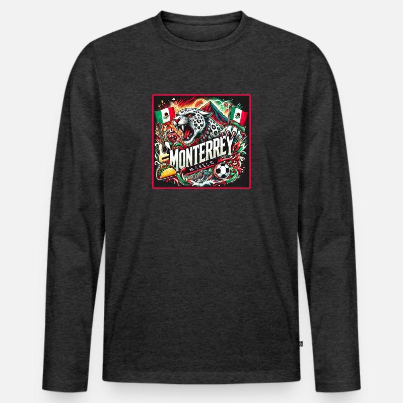 Monterrey Mexiko Städte Design - Männer Premium Bio Langarmshirt - Anthrazit meliert