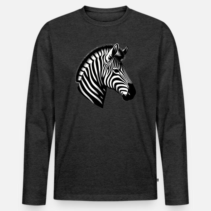 Zebra - Männer Premium Bio Langarmshirt - Anthrazit meliert