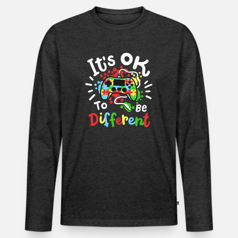 Autismus Bewusstsein - Männer Premium Bio Langarmshirt - Anthrazit meliert