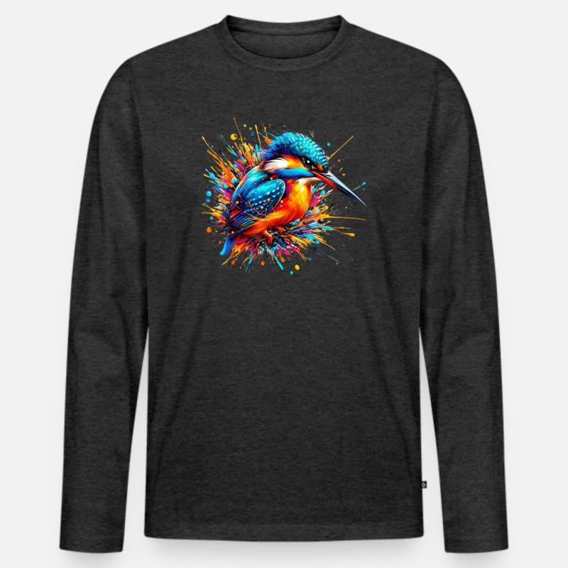Eisvogel - Männer Premium Bio Langarmshirt - Anthrazit meliert
