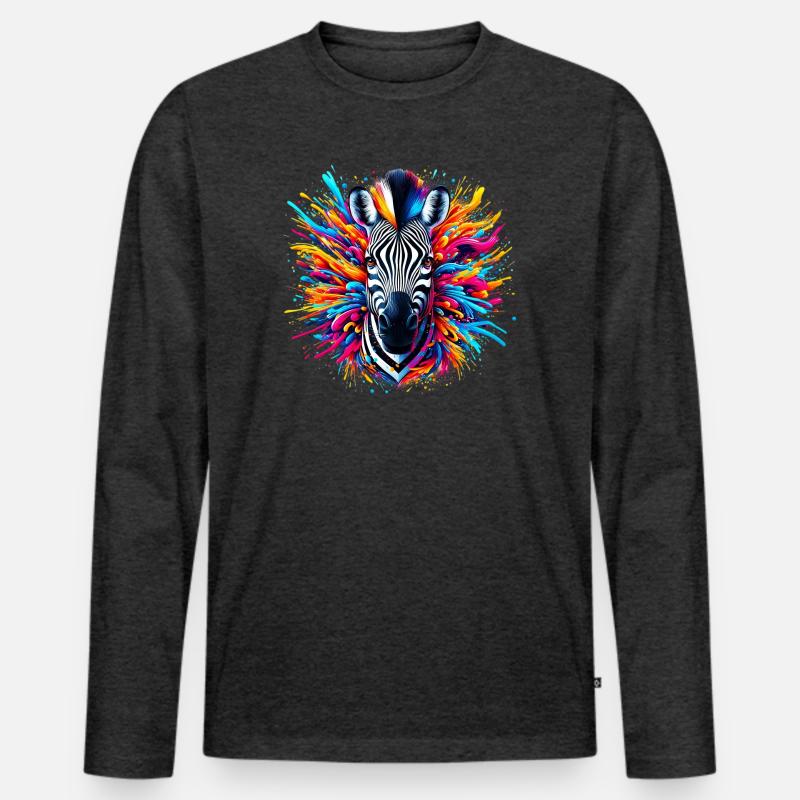 Zebra - Männer Premium Bio Langarmshirt - Anthrazit meliert