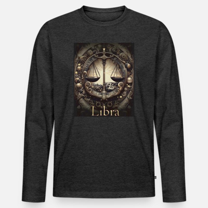 Libra Sternzeit Waage Sternzeichen - Waage - Männer Premium Bio Langarmshirt - Anthrazit meliert