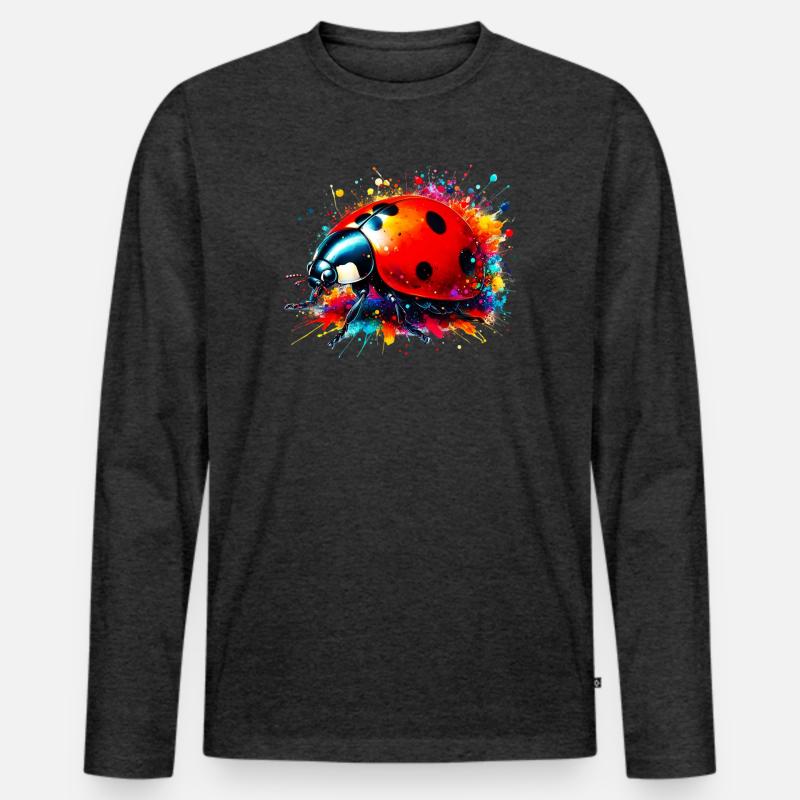 Marienkäfer - Männer Premium Bio Langarmshirt - Anthrazit meliert