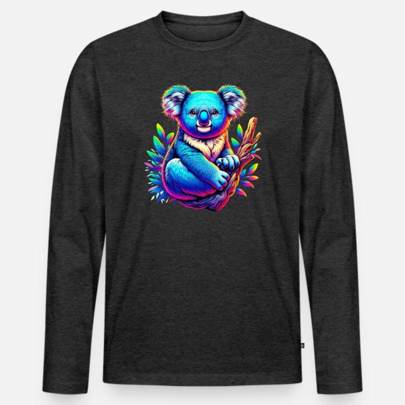 Koala - Männer Premium Bio Langarmshirt - Anthrazit meliert