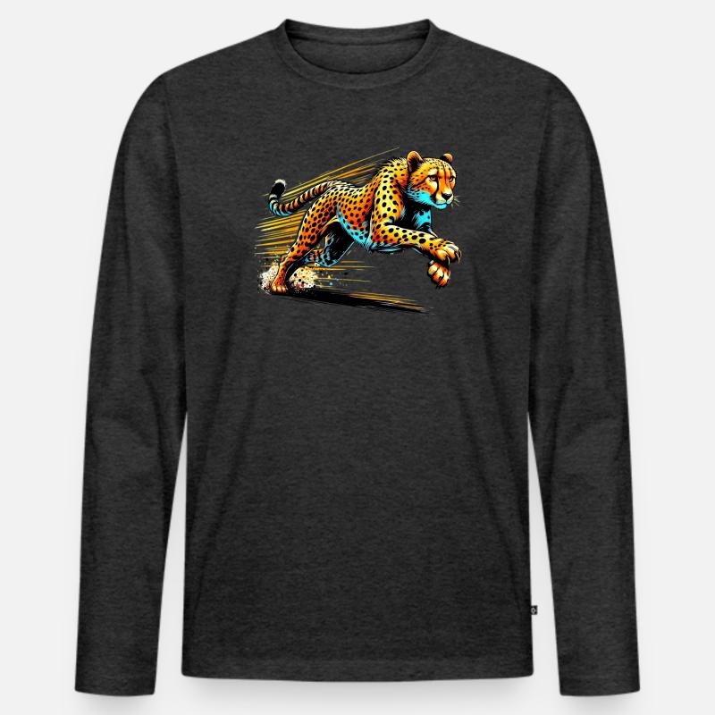 Gepard - Männer Premium Bio Langarmshirt - Anthrazit meliert