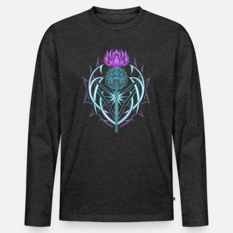 Distel Schild Celtic Knots Thistle Lover - Männer Premium Bio Langarmshirt - Anthrazit meliert