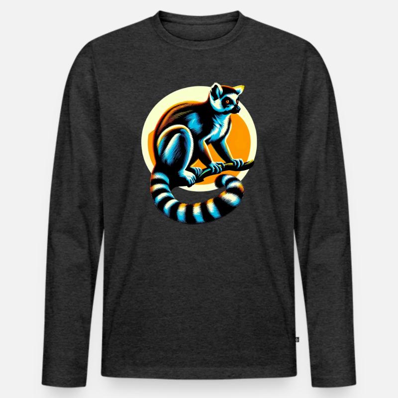 Lemur - Männer Premium Bio Langarmshirt - Anthrazit meliert
