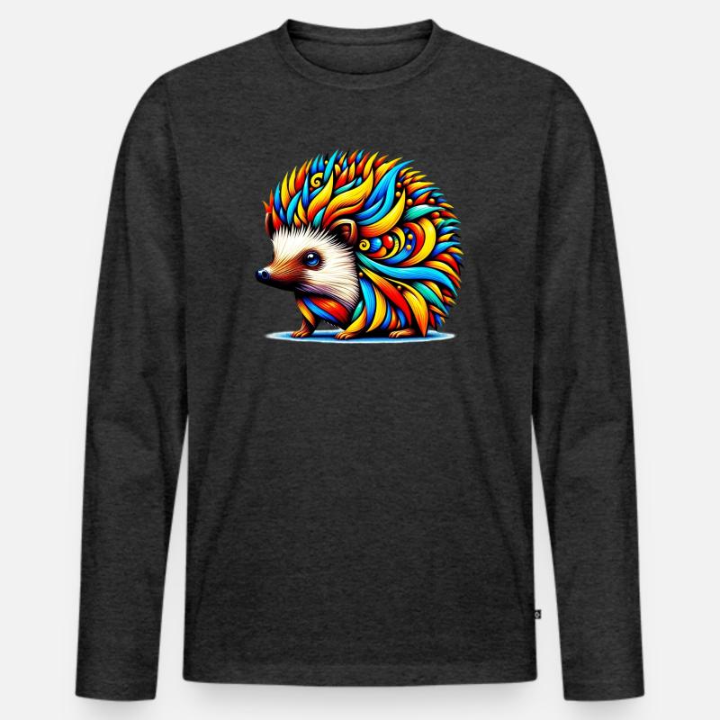 Igel - Männer Premium Bio Langarmshirt - Anthrazit meliert