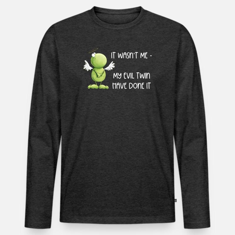 Frosch Engel Unschuld - Männer Premium Bio Langarmshirt - Anthrazit meliert
