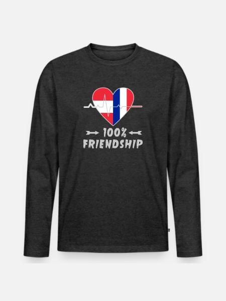 Austria and France 100% friendship - Men's Premium Organic Long Sleeve Shirt - heather anthracite