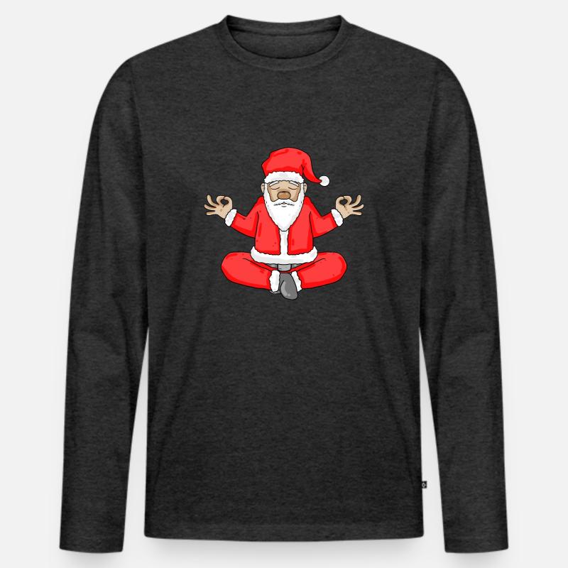 Weihnachtsmann Yoga Geist Körper - Männer Premium Bio Langarmshirt - Anthrazit meliert