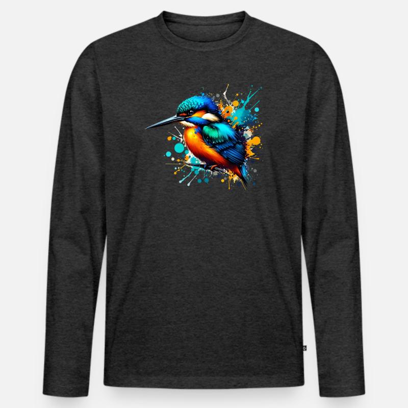 Eisvogel - Männer Premium Bio Langarmshirt - Anthrazit meliert