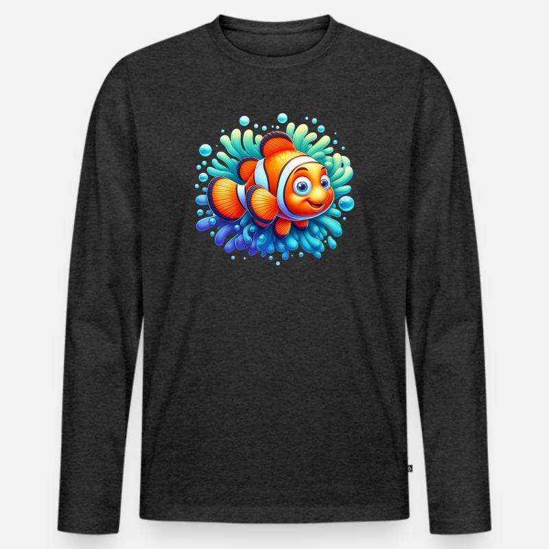 Clownfisch - Männer Premium Bio Langarmshirt - Anthrazit meliert