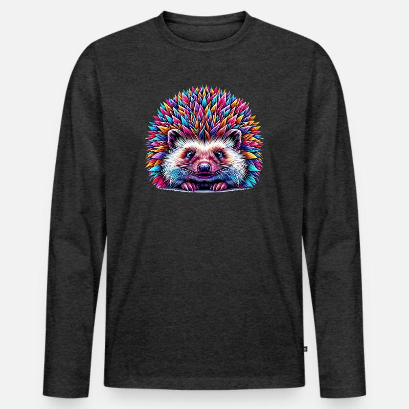 Igel - Männer Premium Bio Langarmshirt - Anthrazit meliert