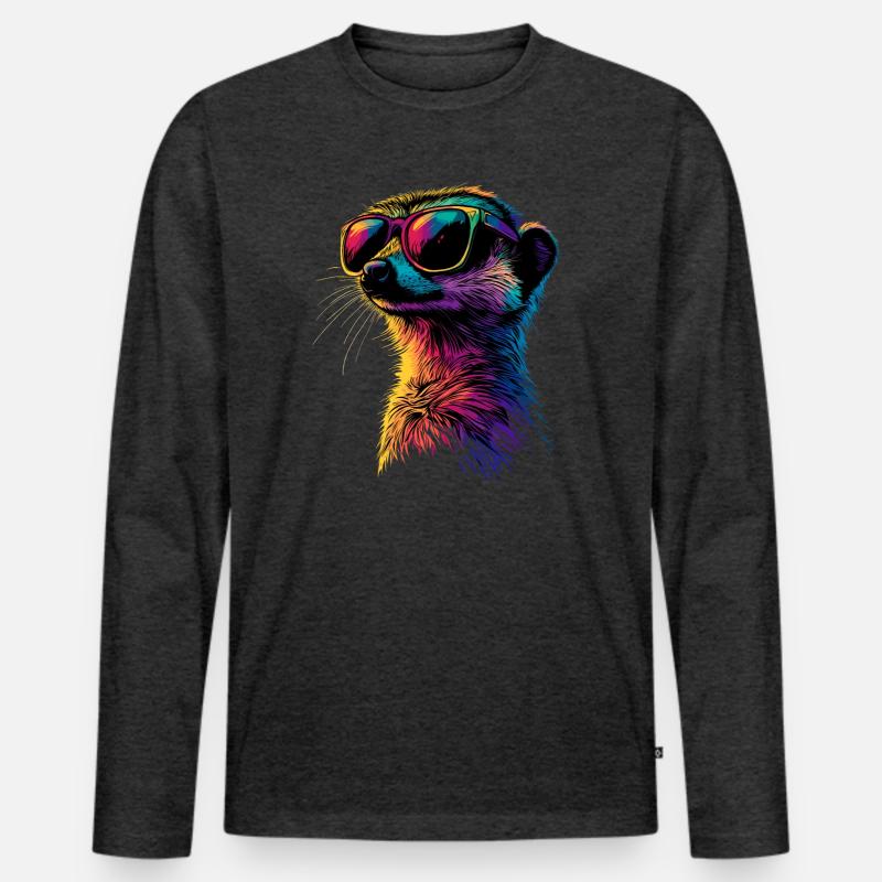 Erdmännchen Sonnenbrille Bunt Süßes Erdmännchen - Männer Premium Bio Langarmshirt - Anthrazit meliert