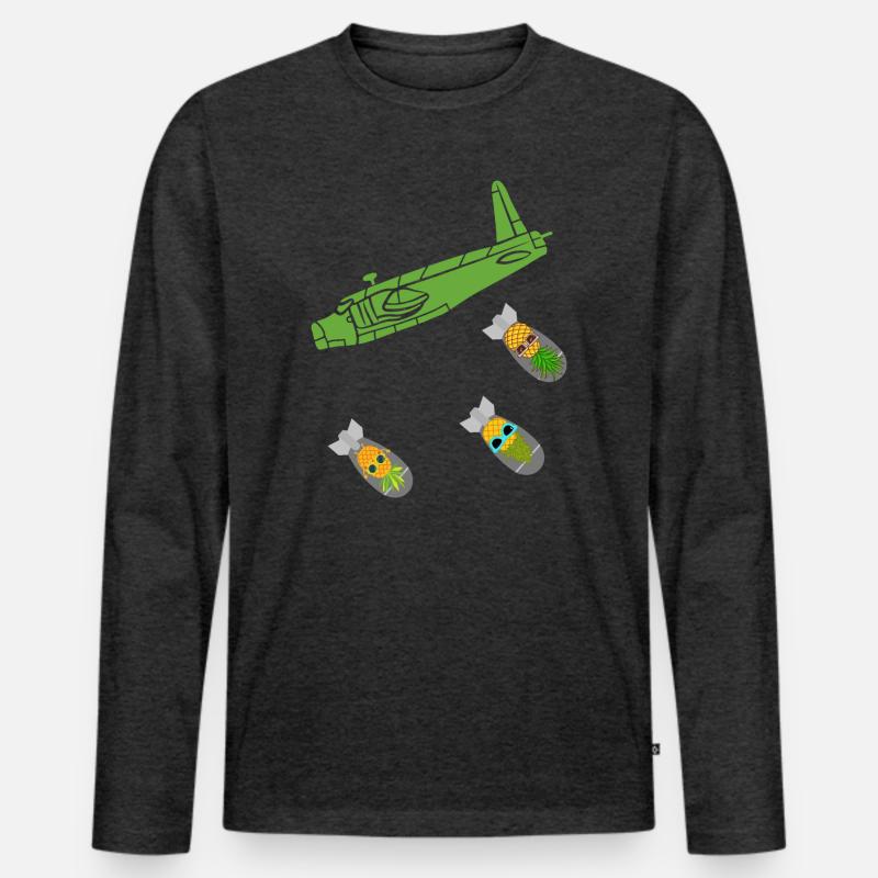 Green Pineapple Bomb Flugzeug - Männer Premium Bio Langarmshirt - Anthrazit meliert