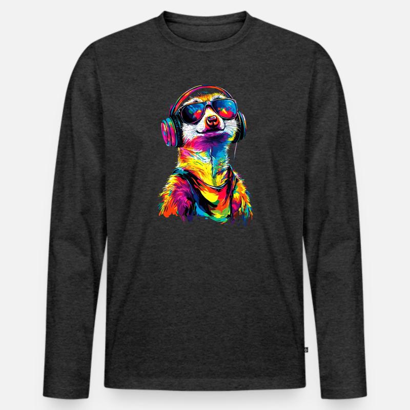 Erdmännchen Sonnenbrille Bunt Süßes Erdmännchen - Männer Premium Bio Langarmshirt - Anthrazit meliert