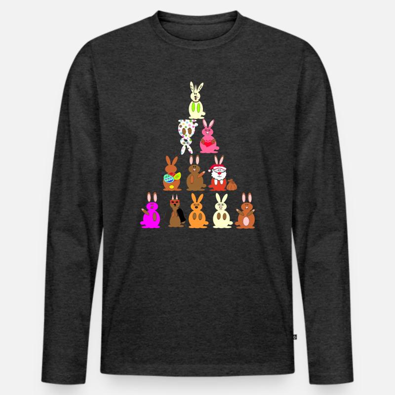 Witzige Kaninchen Comic bunt - Männer Premium Bio Langarmshirt - Anthrazit meliert