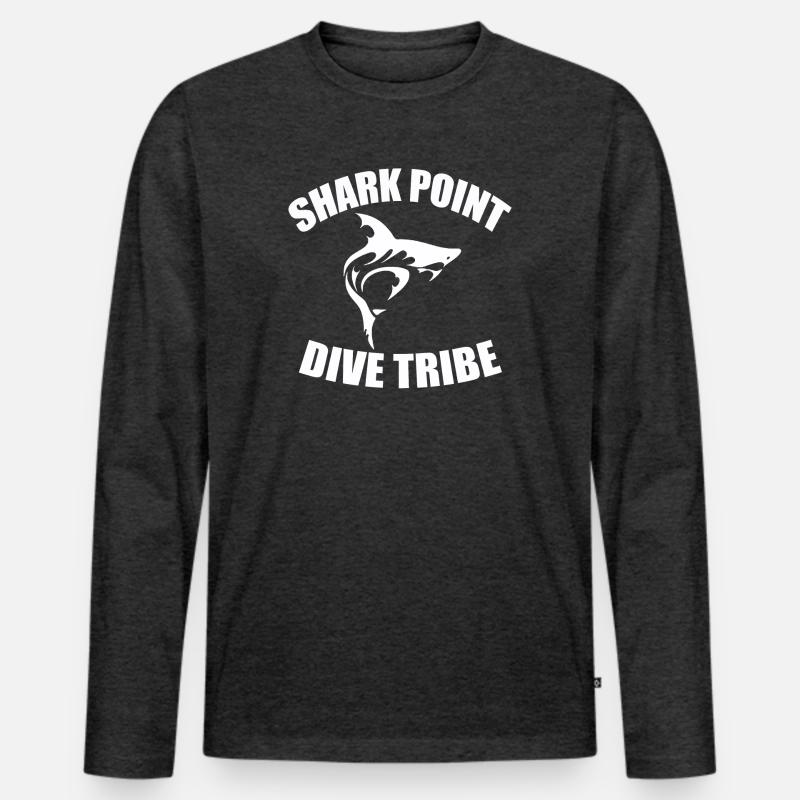 SHARK POINT DIVE TRIBE - Männer Premium Bio Langarmshirt - Anthrazit meliert