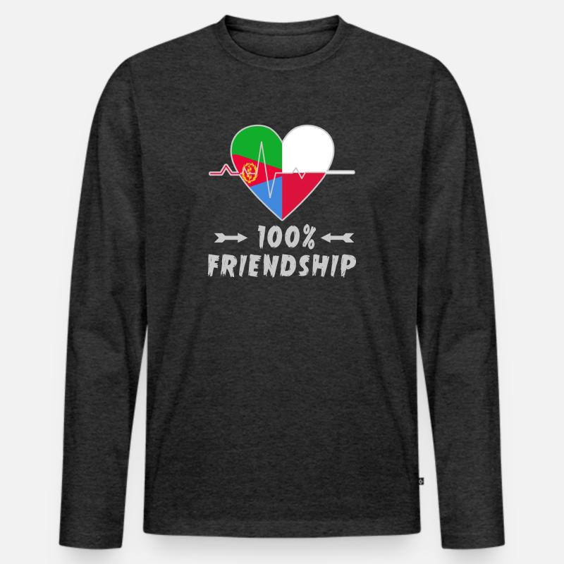 Eritrea und Polen 100% Freundschaft - Männer Premium Bio Langarmshirt - Anthrazit meliert