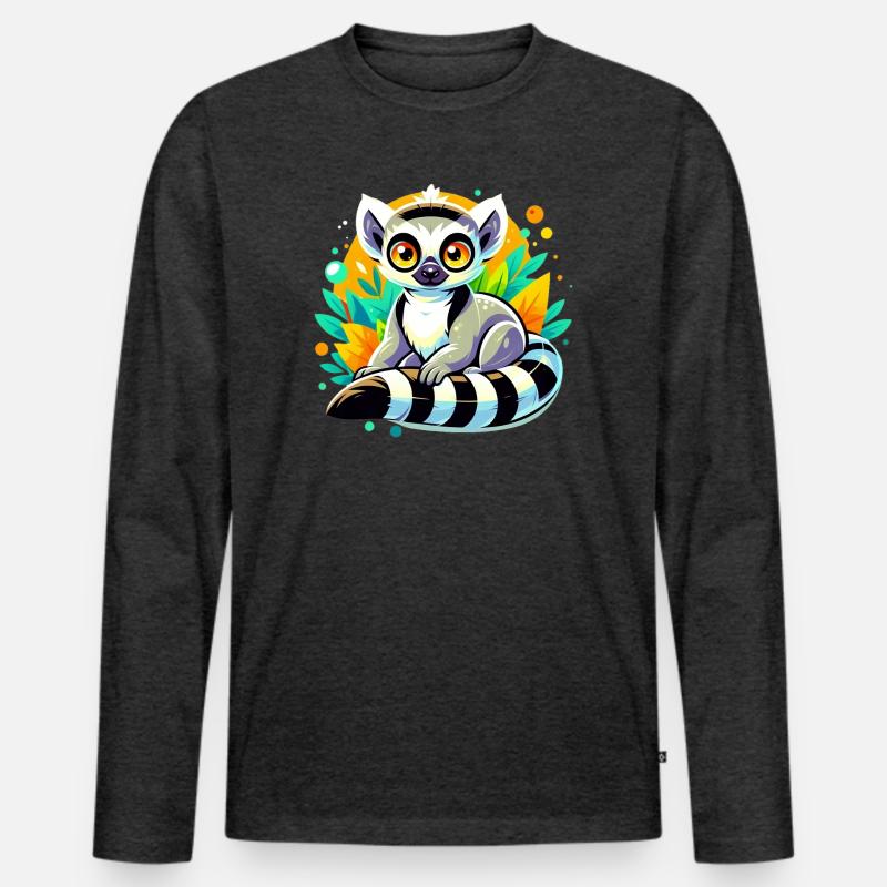 Lemur - Männer Premium Bio Langarmshirt - Anthrazit meliert