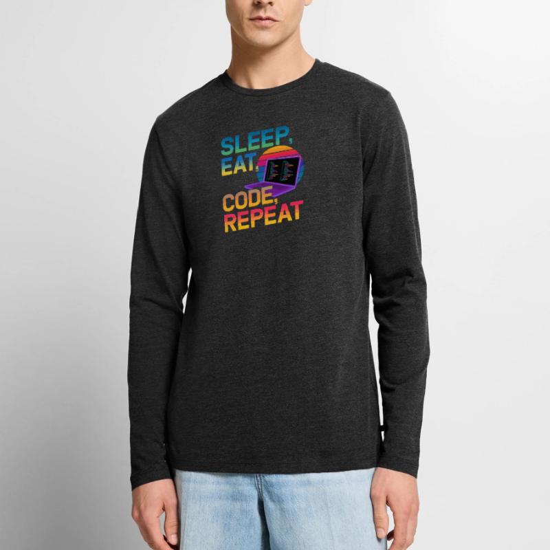 Sleep Eat Code Repeat Gift pour Coder T-shirt manches longues Premium bio Homme