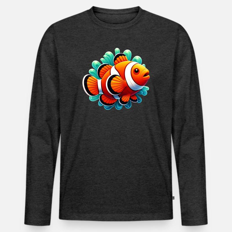 Clownfisch - Männer Premium Bio Langarmshirt - Anthrazit meliert