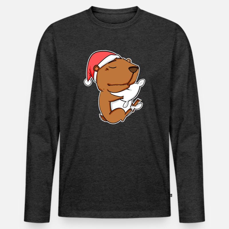 Capybara Wasserschwein Geschenk - Männer Premium Bio Langarmshirt - Anthrazit meliert