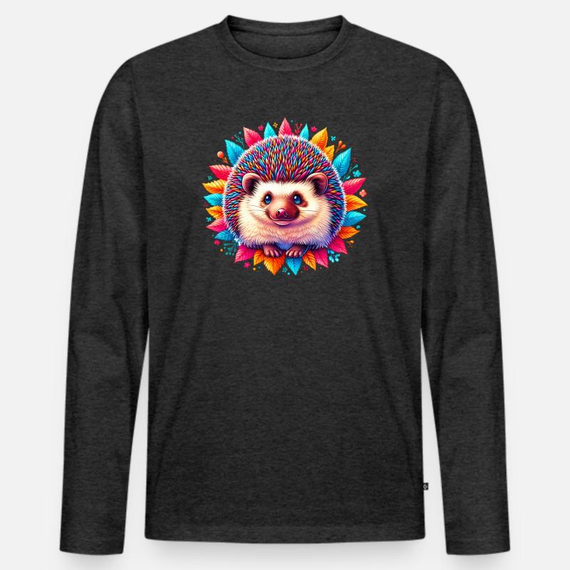 Igel - Männer Premium Bio Langarmshirt - Anthrazit meliert